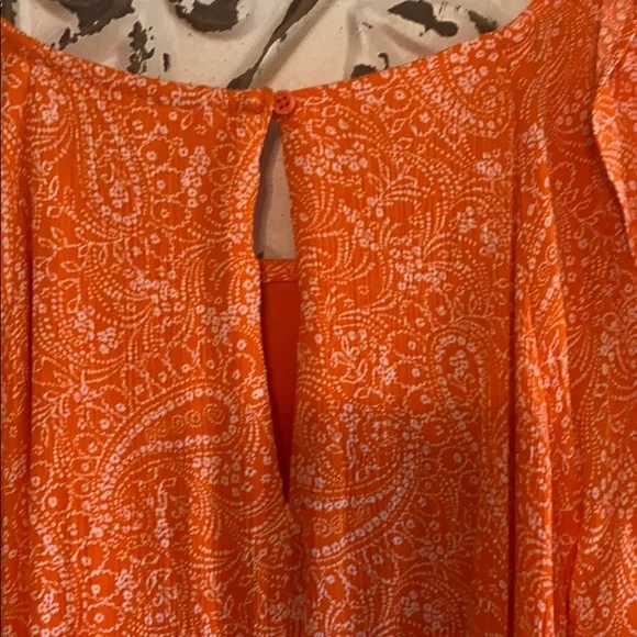 Old Navy Orange Paisley Open Shoulder Dress - Picture 7 of 13